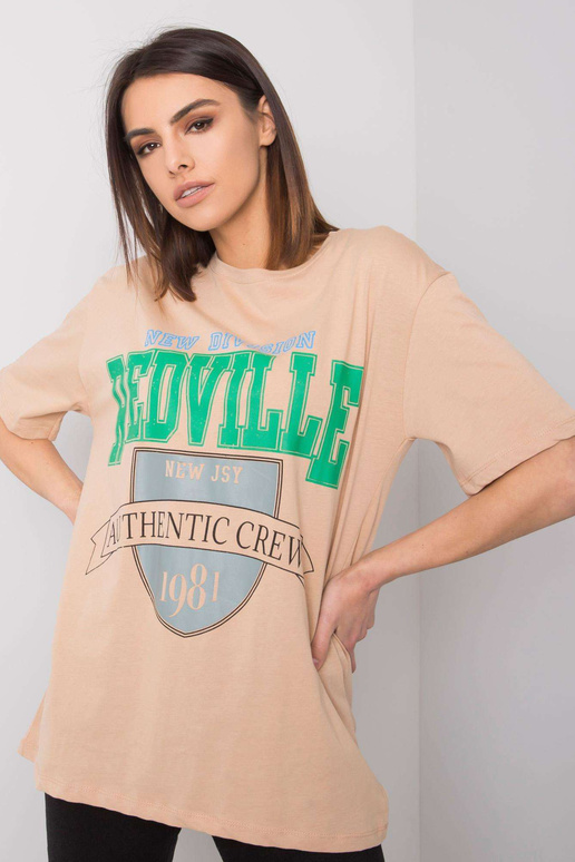 Béžové tričko s potiskem Billie RUE...