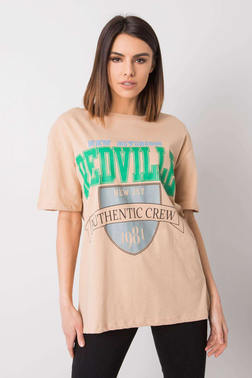 Béžové tričko s potiskem Billie RUE...