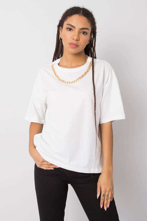 Bílé bavlněné tričko Donna RUE PARIS