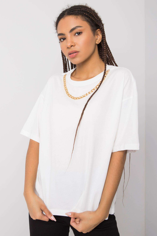 Bílé bavlněné tričko Donna RUE PARIS