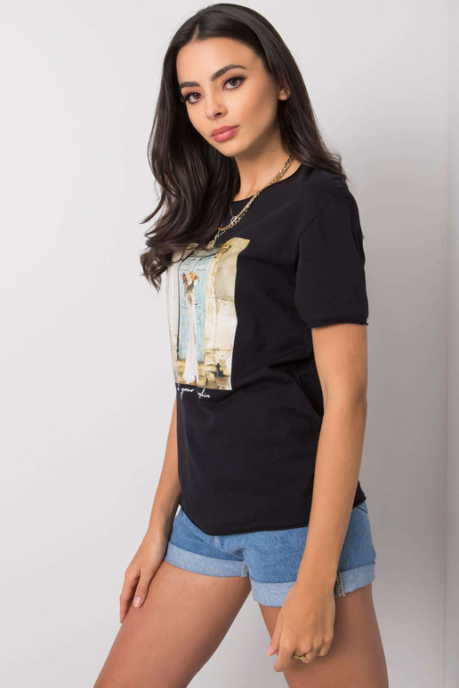 Černé tričko s potiskem Benthe Černé tričko s potiskem Benthe