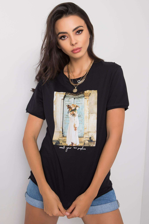 Černé tričko s potiskem Benthe Černé tričko s potiskem Benthe