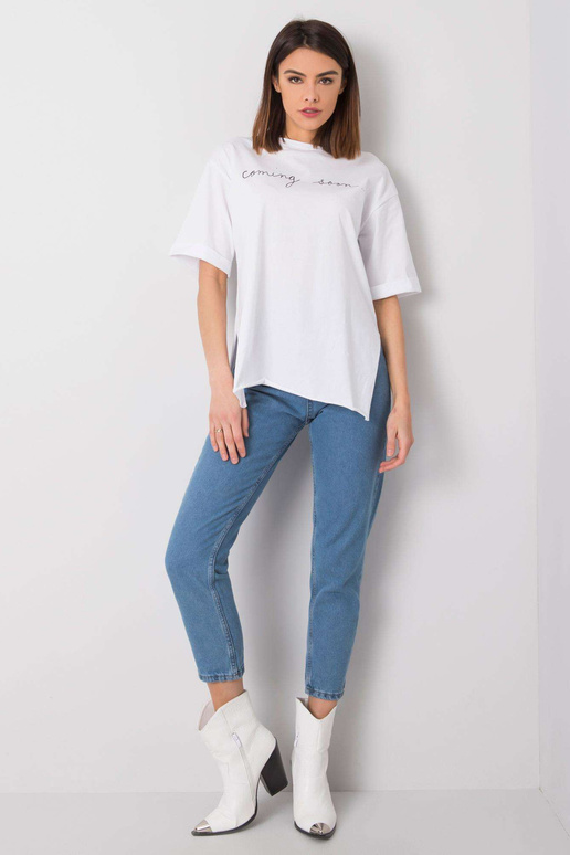 Bílé tričko s nápisem Riley RUE PARIS