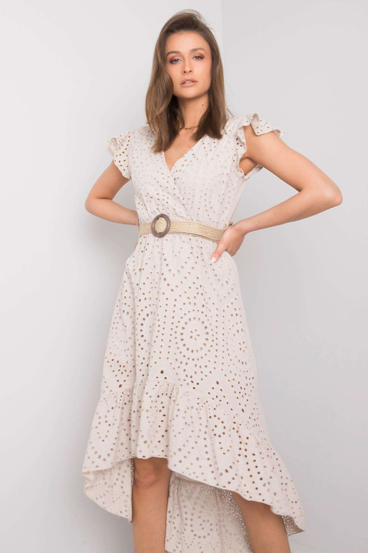 Béžové šaty s volánem Maisie OCH BELLA