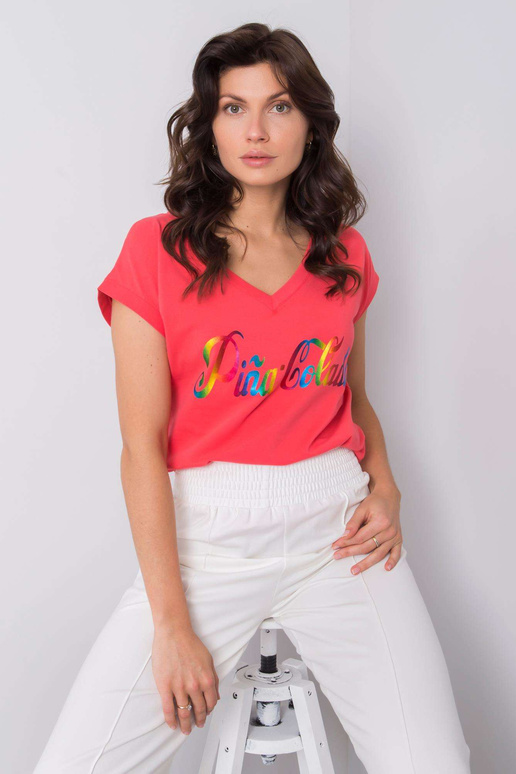 Korálové tričko s potiskem Hollis