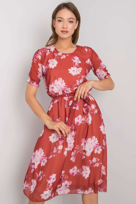 Cihlové šaty s květinami Audette