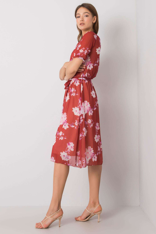 Cihlové šaty s květinami Audette