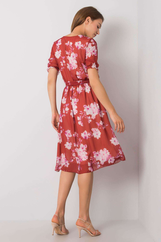 Cihlové šaty s květinami Audette