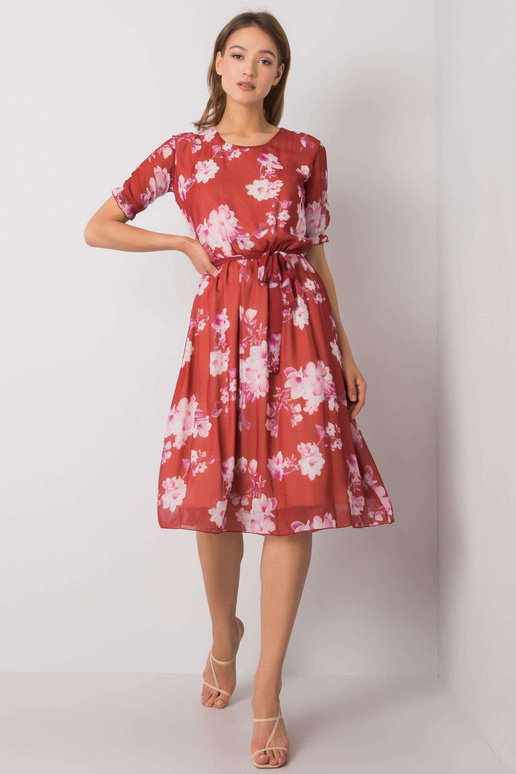 Cihlové šaty s květinami Audette