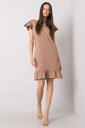 Tmavě béžové šaty s volánem... 2