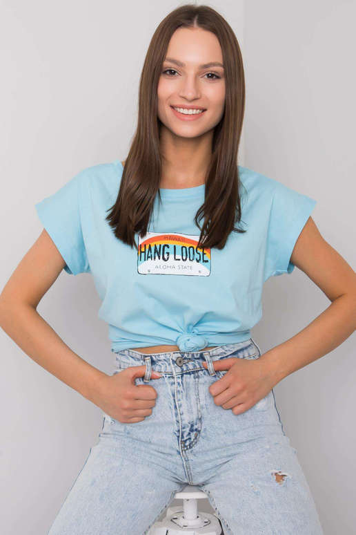 Světle modré tričko s potiskem Aloha Světle modré tričko s potiskem Aloha