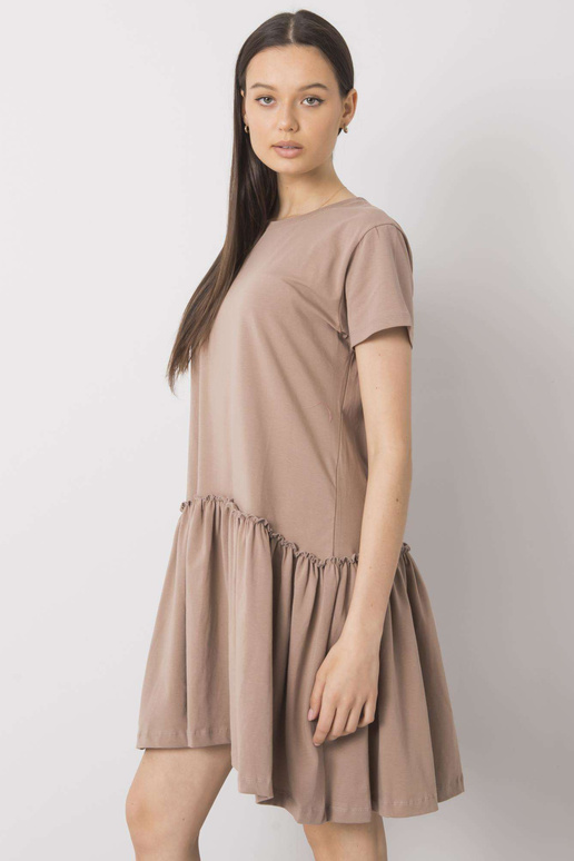 Tmavě béžové šaty s volánem Cammie