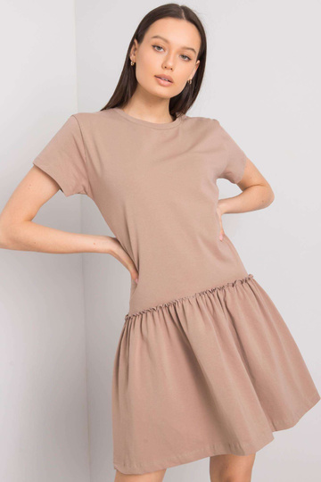 Tmavě béžové šaty s volánem... 2