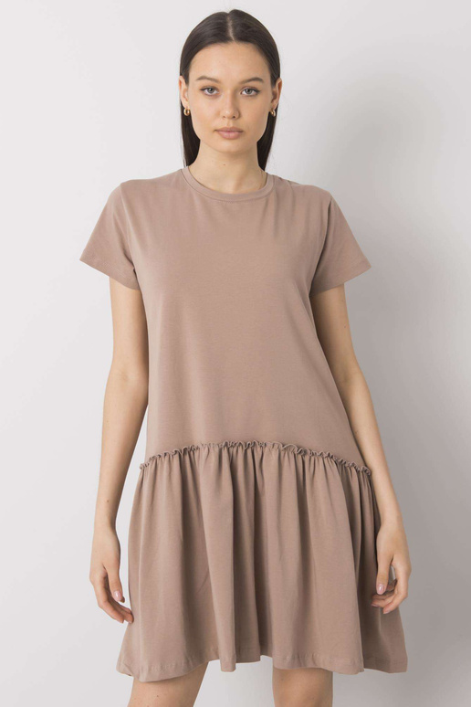 Tmavě béžové šaty s volánem Cammie