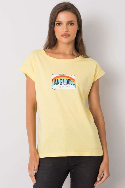 Světle žluté tričko s potiskem Aloha