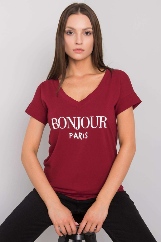 Vínové tričko s nápisem Emille