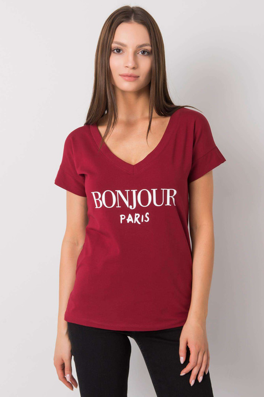 Vínové tričko s nápisem Emille