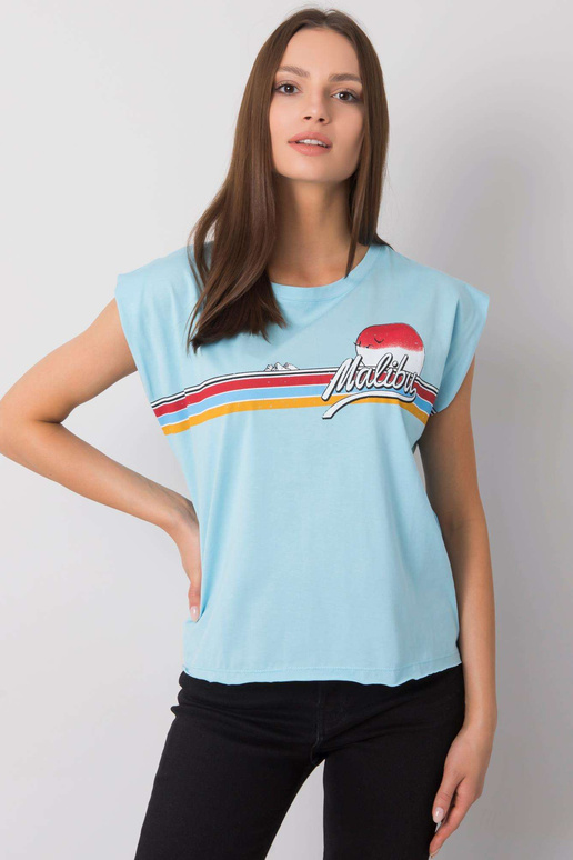 Světle modré tričko s potiskem Malibu