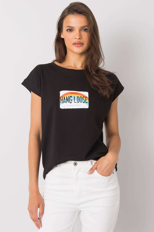 Černé tričko s potiskem Aloha