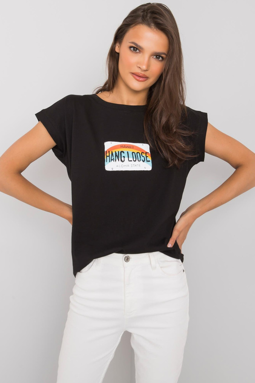 Černé tričko s potiskem Aloha