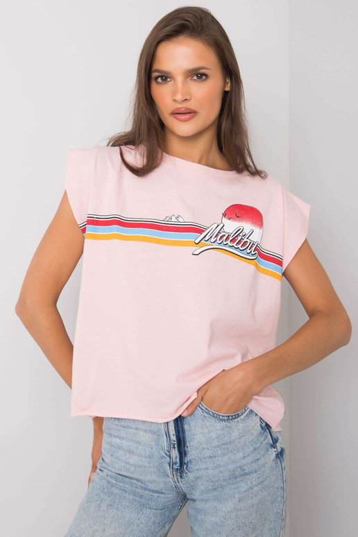 Světle růžové tričko s potiskem Malibu Světle růžové tričko s potiskem Malibu