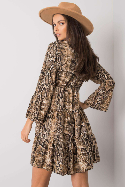 Béžové a černé šaty s potiskem Milani