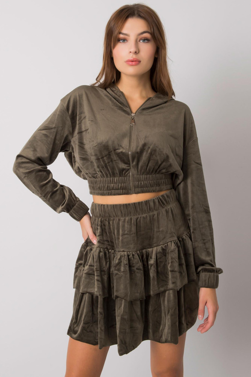 Khaki velurový set se sukní Letta Khaki velurový set se sukní Letta