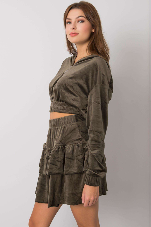 Khaki velurový set se sukní Letta Khaki velurový set se sukní Letta