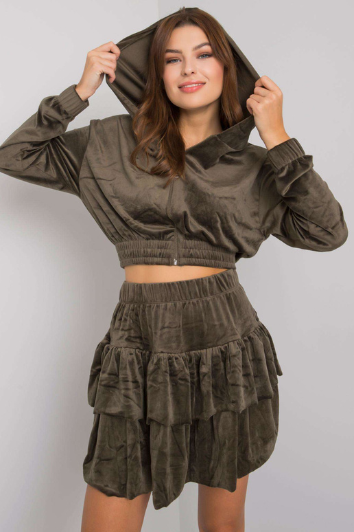 Khaki velurový set se sukní Letta Khaki velurový set se sukní Letta
