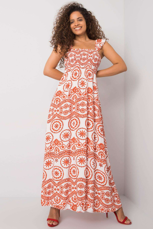 Bílé a oranžové Maxi šaty Tayla