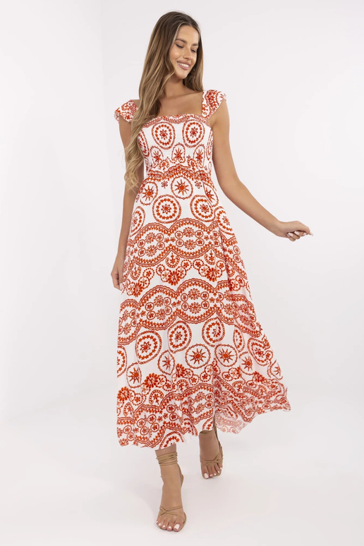 Bílé a oranžové Maxi šaty Tayla