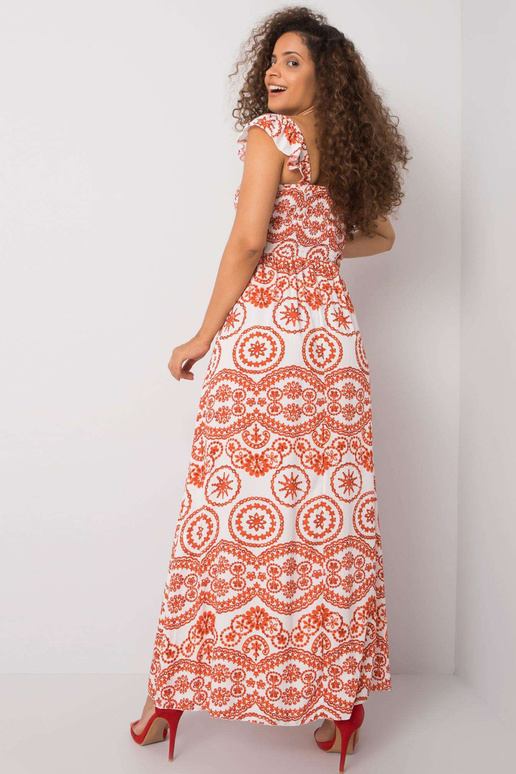Bílé a oranžové Maxi šaty Tayla