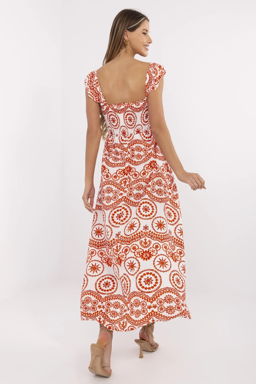 Bílé a oranžové Maxi šaty Tayla