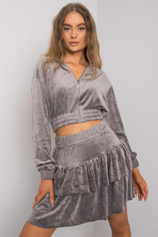 Šedý velurový set se sukní Letta Šedý velurový set se sukní Letta