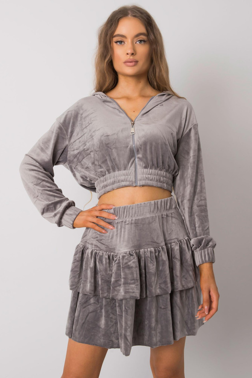 Šedý velurový set se sukní Letta Šedý velurový set se sukní Letta