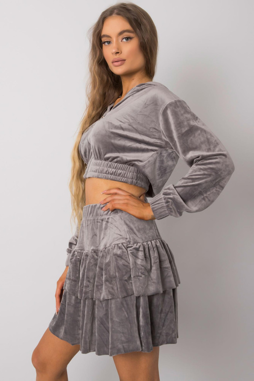 Šedý velurový set se sukní Letta Šedý velurový set se sukní Letta