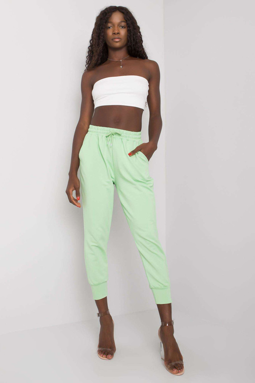 Světle zelené bavlněné tepláky Cailie