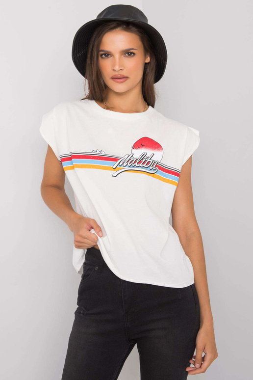 Ecru tričko s potiskem Malibu