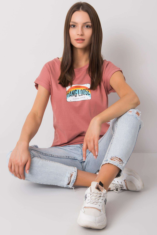 Špinavé růžové tričko s potiskem Aloha
