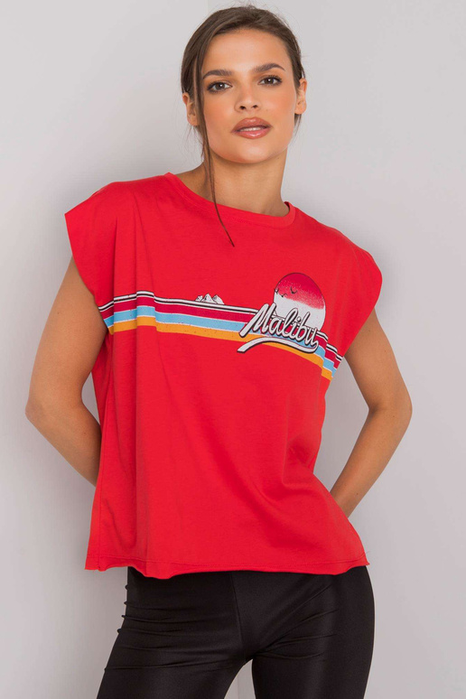 Červené tričko s potiskem Malibu