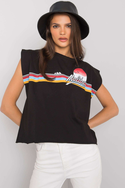 Černé tričko s potiskem Malibu