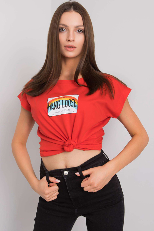 Červené tričko s potiskem Aloha Červené tričko s potiskem Aloha