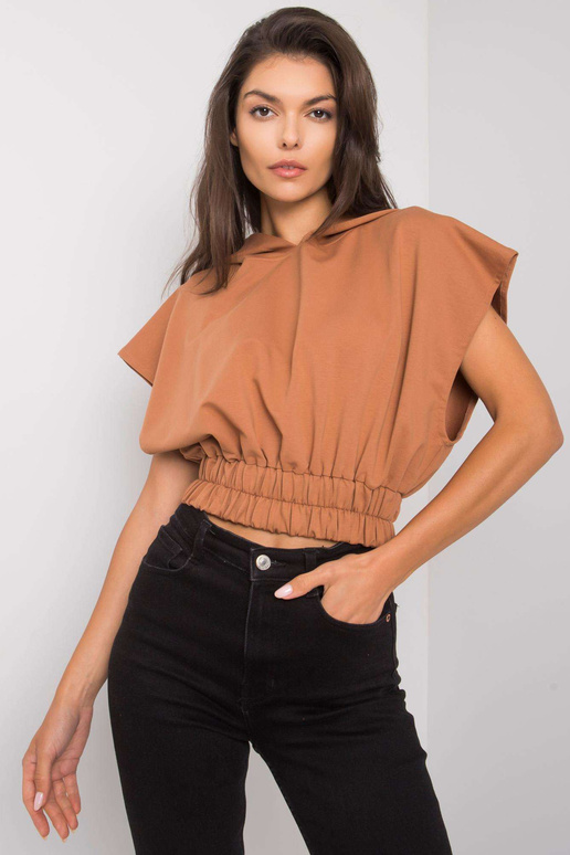 Světle hnědá mikina Jeneen s krátkým...