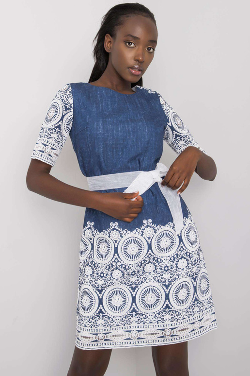 Námořnicky modré šaty s páskem Lidija