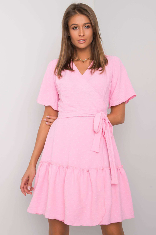 Růžové volánové šaty Lachelle