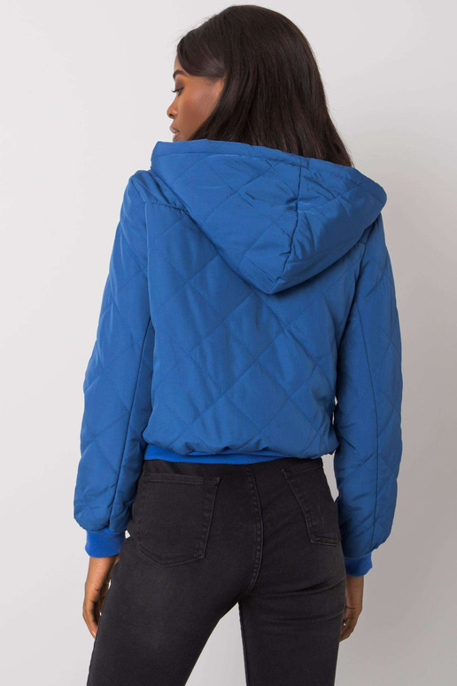 Tmavě modrá prošívaná bunda s kapucí...