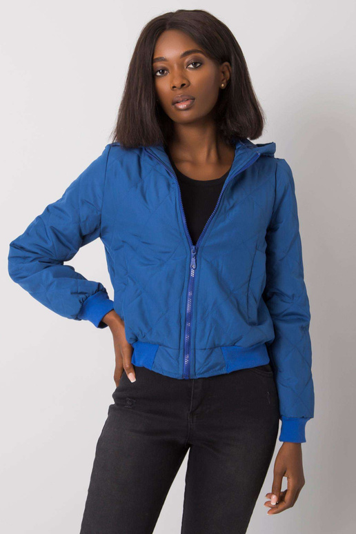 Tmavě modrá prošívaná bunda s kapucí...