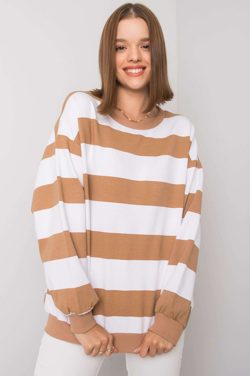 Yemima bílá velbloudí mikina s pruhy