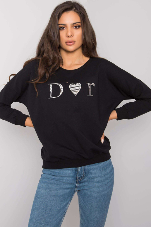 Černá mikina pro ženy bez kapuce Alodia