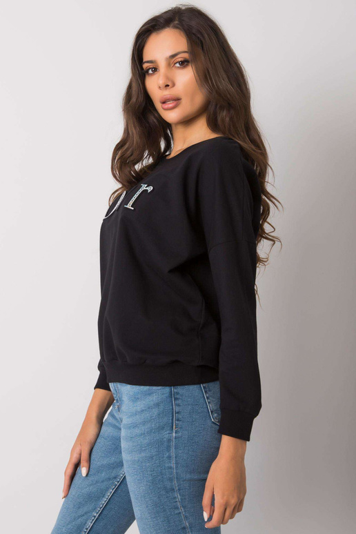 Černá mikina pro ženy bez kapuce Alodia